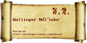 Wallinger Nándor névjegykártya